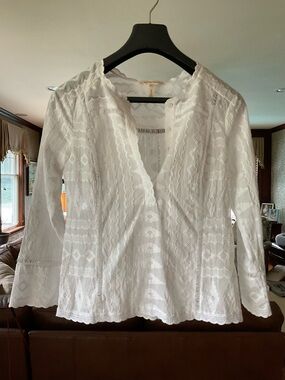 Rebecca Taylor White Lace V-Neck Blouse